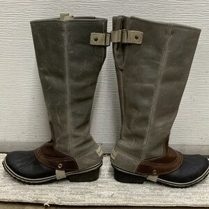 SOREL NL2007-051 ORIGINAL SLIMPACK RIDING TALL SHALE GRAY LEATHER DUCK BOOTS